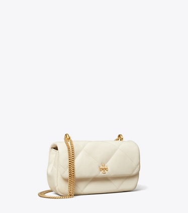 Tory Burch designer crossbody bags Mini Kira Diamond Quilt Flap Bag in Warm White angle