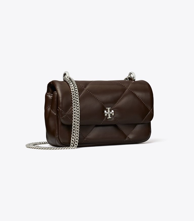 Tory Burch designer crossbody bags Mini Kira Diamond Quilt Flap Bag in Cocoa angle