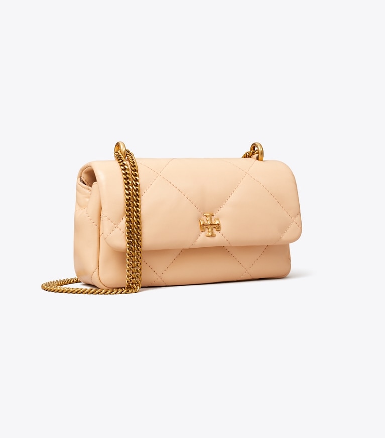Tory Burch designer crossbody bags Mini Kira Diamond Quilt Flap Bag in Apricot angle