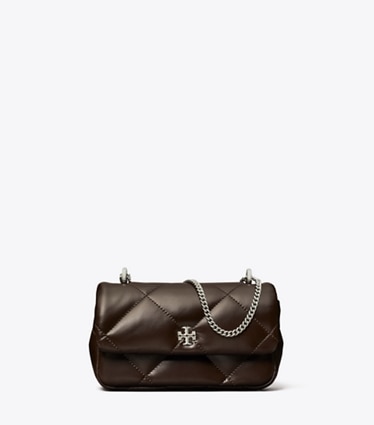 Tory Burch designer crossbody bags Mini Kira Diamond Quilt Flap Bag in Cocoa front