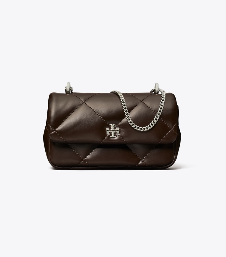 Tory Burch designer crossbody bags Mini Kira Diamond Quilt Flap Bag in Cocoa front