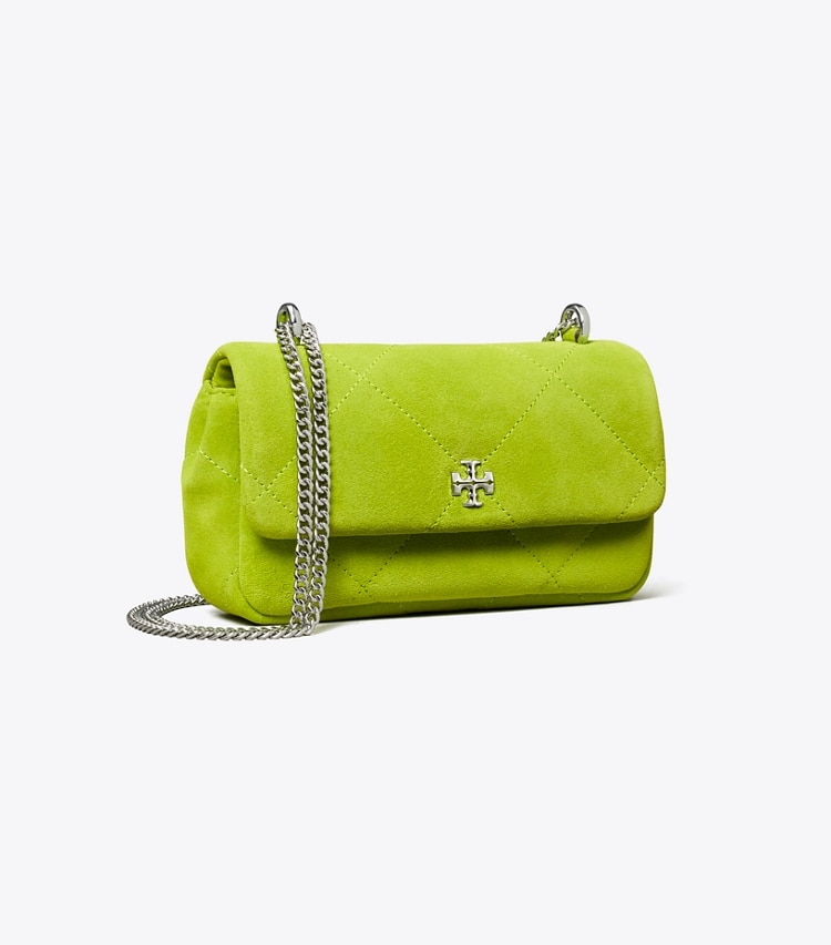Tory Burch designer クロスボディバッグ キラ ダイヤモンドキルト スエード ミニフラップバッグ in Bitter Lime angle
