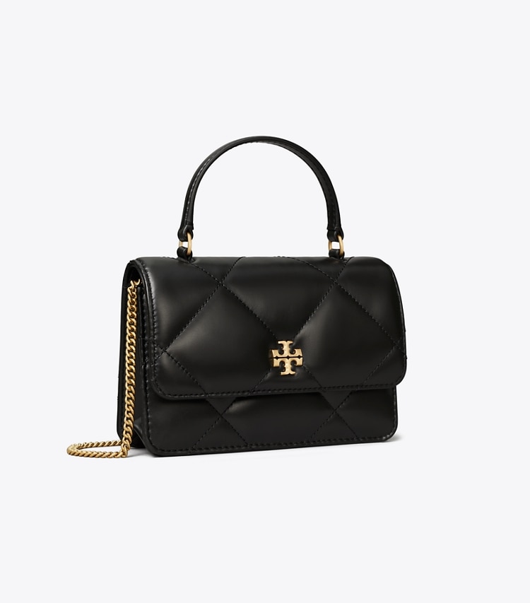 Tory Burch designer mini bags Mini Kira Diamond Quilt Top-Handle Crossbody in Black angle