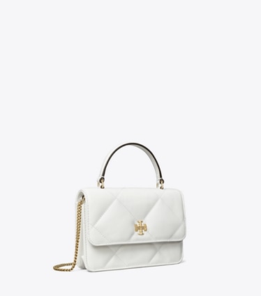 Tory Burch designer mini bags Mini Kira Diamond Quilt Top-Handle Crossbody in Cirrus Cloud angle