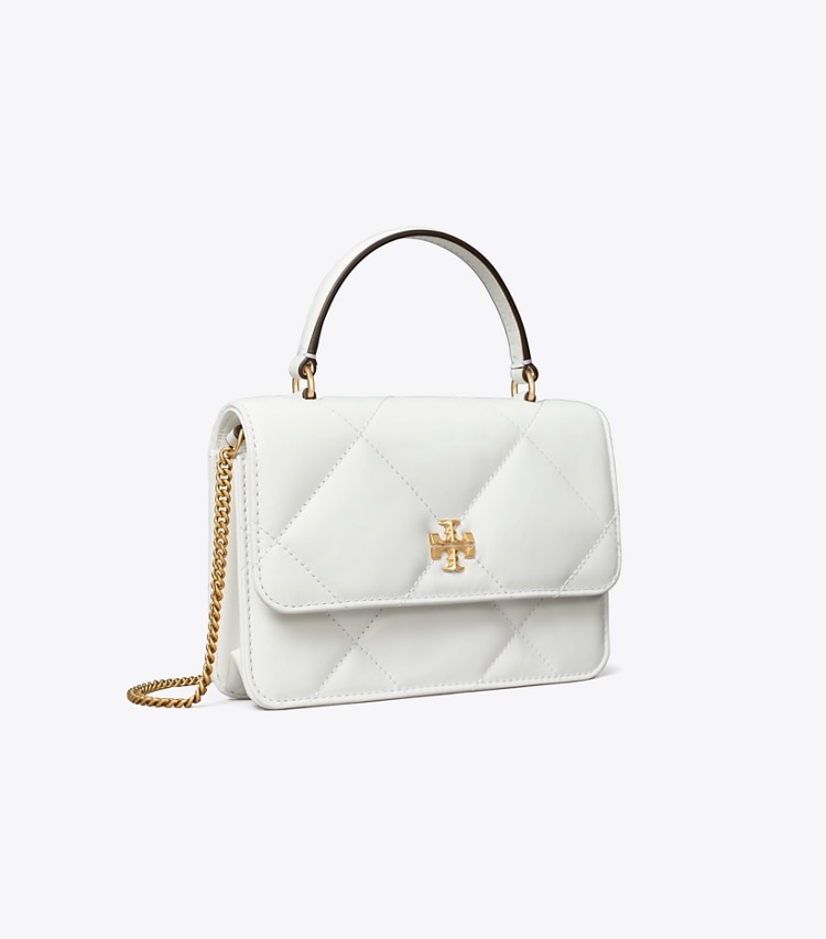 Tory Burch designer mini bags Mini Kira Diamond Quilt Top-Handle Crossbody in Cirrus Cloud angle