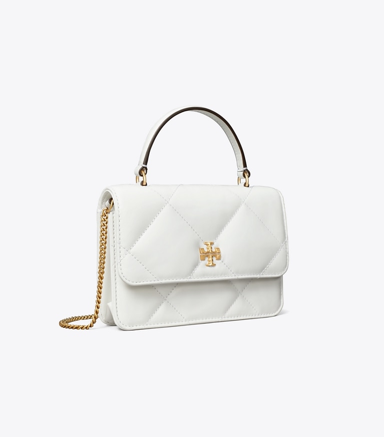 Tory Burch designer mini bags Mini Kira Diamond Quilt Top-Handle Crossbody in Cirrus Cloud angle