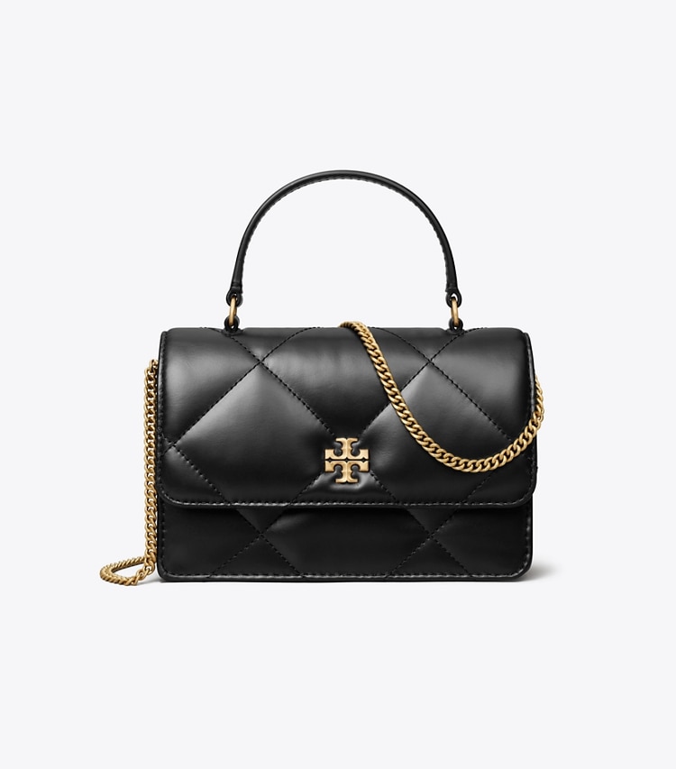 Tory Burch designer mini bags Mini Kira Diamond Quilt Top-Handle Crossbody in Black front