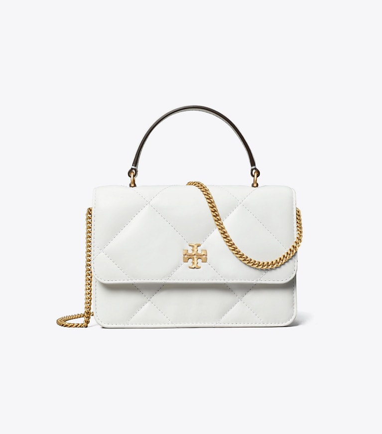 Tory Burch designer mini bags Mini Kira Diamond Quilt Top-Handle Crossbody in Cirrus Cloud angle