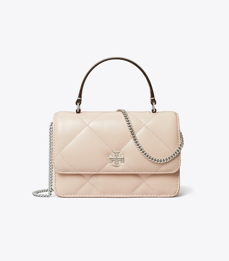 Tory Burch designer mini bags Mini Kira Diamond Quilt Top-Handle Crossbody in Soft Pink angle