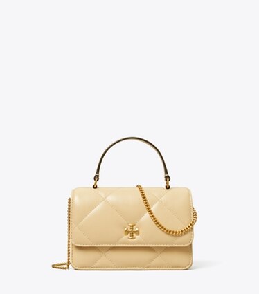 Tory Burch designer mini bags Mini Kira Diamond Quilt Top-Handle Crossbody in Vanilla Soft Serve front