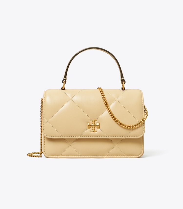 Tory Burch designer mini bags Mini Kira Diamond Quilt Top-Handle Crossbody in Vanilla Soft Serve front
