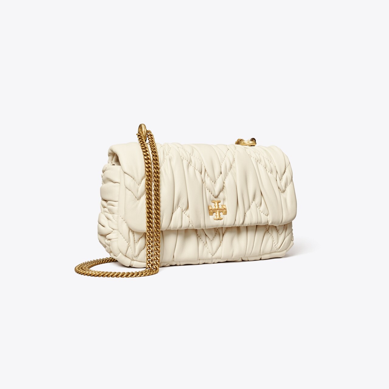 Tory Burch KIRA CHEVRON SMALL FLAP SHOULDER - Handbag - new cream/off-white  
