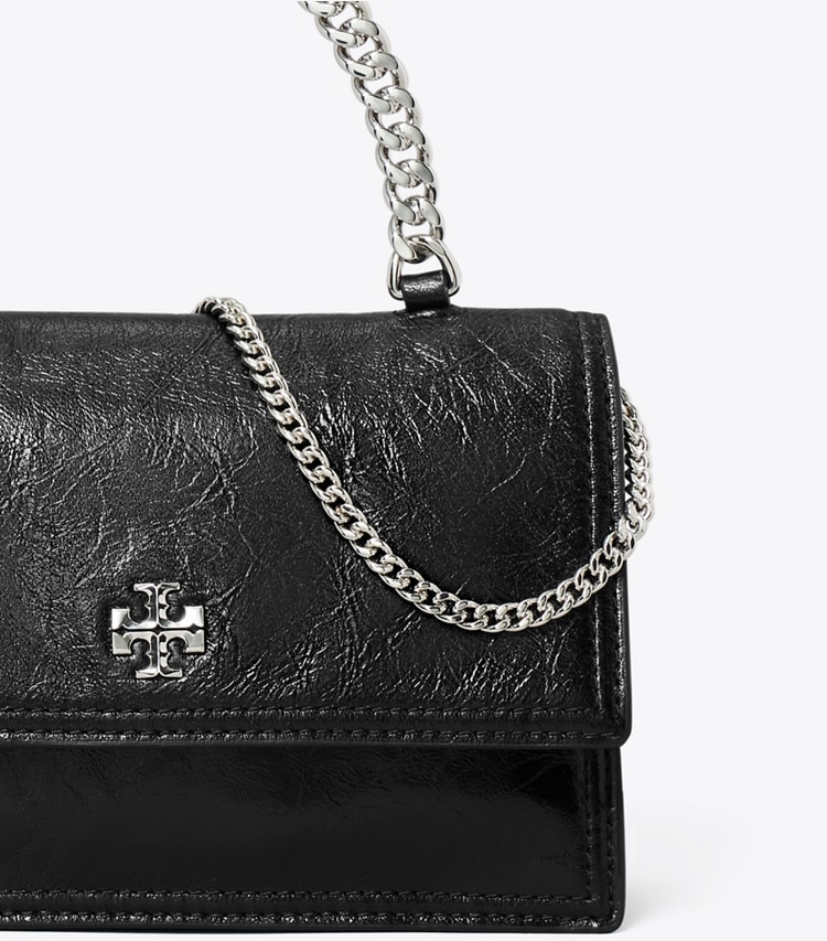Tory Burch designer ミニバッグ キラ ディストレスト トップハンドル ミニクロスボディ in Black ディテール