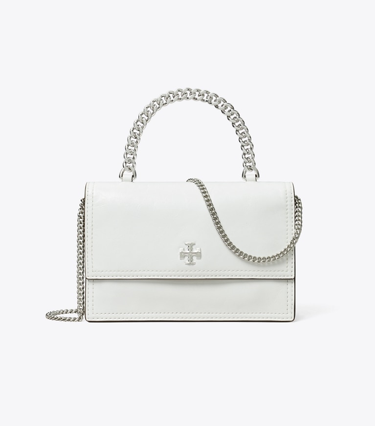 Tory Burch designer クロスボディバッグ キラ ディストレスト トップハンドル ミニクロスボディ in BIANCO front
