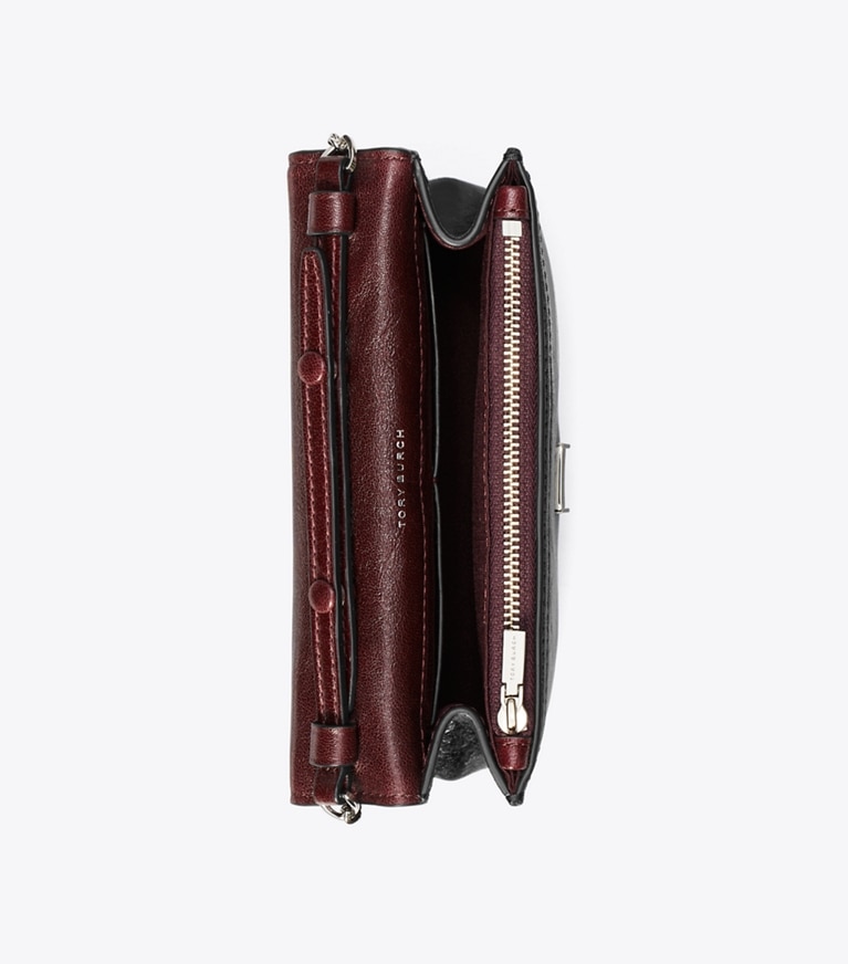 Tory Burch designer ミニバッグ キラ ディストレスト トップハンドル ミニクロスボディ in Black オーバーヘッド