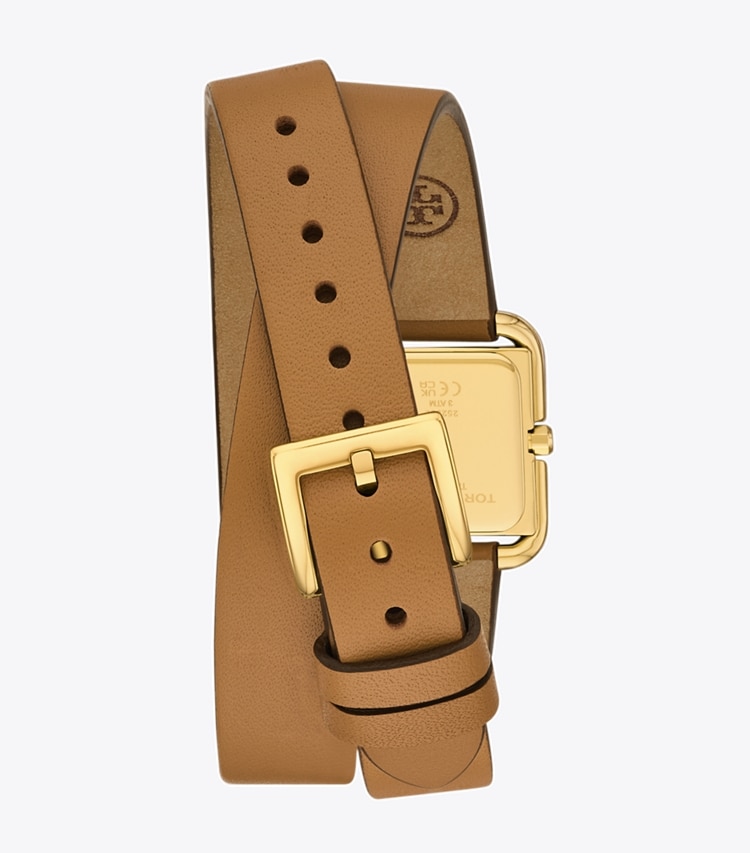 Tory Burch designer strap watches Mini Kira Double Wrap Watch in IVORY/GOLD/LUGGAGE back