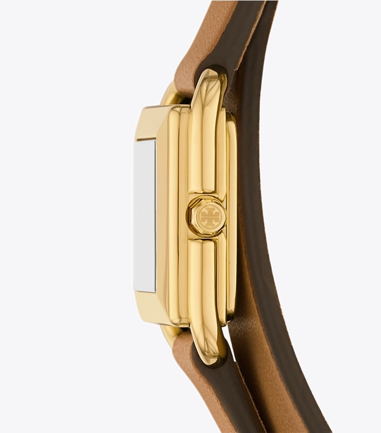 Tory Burch designer strap watches Mini Kira Double Wrap Watch in IVORY/GOLD/LUGGAGE side
