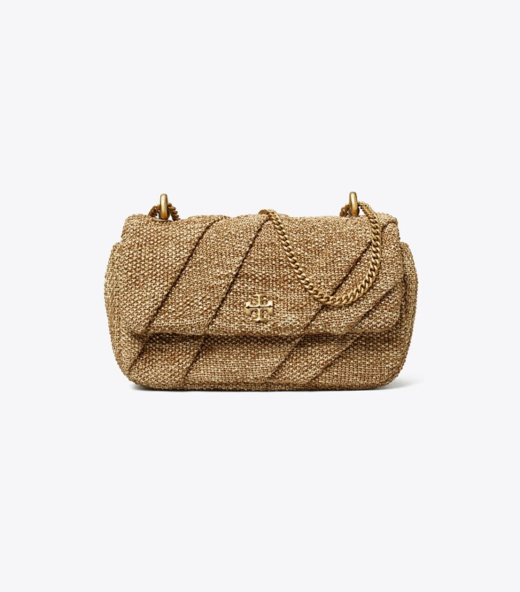 Tory Burch designer クロスボディバッグ キラ ドレープラフィア ミニフラップバッグ in CAMEL front