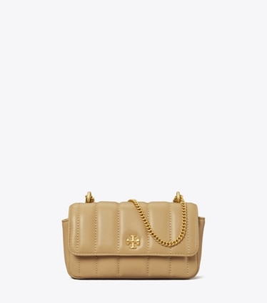 Tory Burch designer crossbody bags Mini Kira Flap Shoulder Bag in Desert Dune front