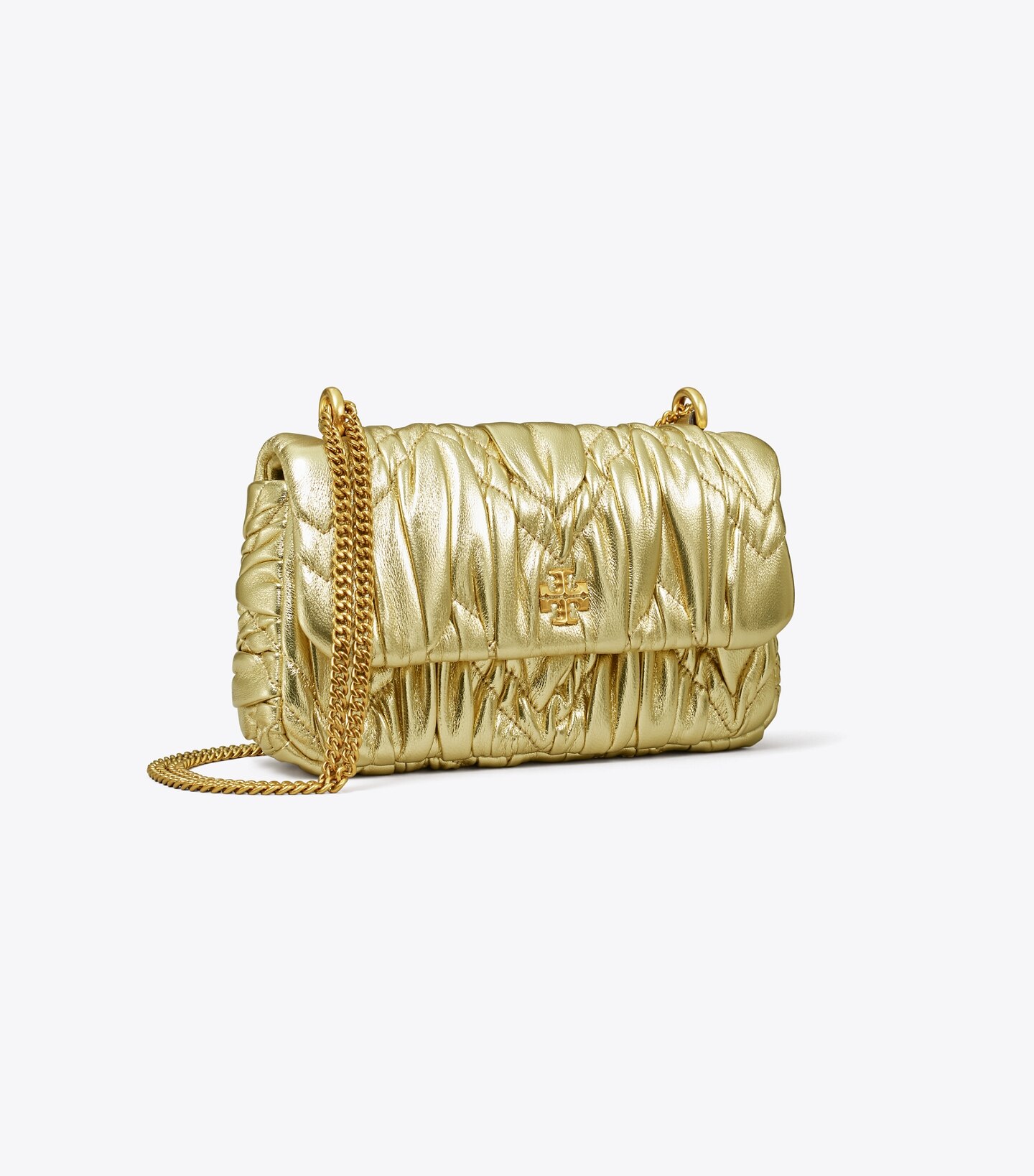 Mini Kira Metallic Diamond Ruched Flap Shoulder Bag