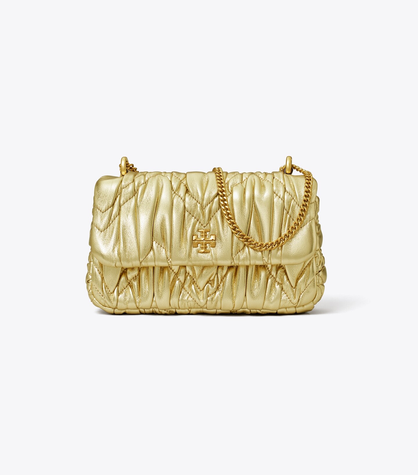 Mini Kira Metallic Diamond Ruched Flap Shoulder Bag