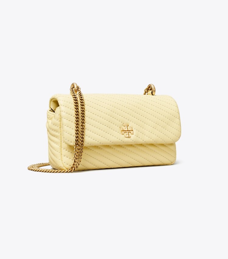 Tory Burch designer クロスボディバッグ キラ モト キルト ミニフラップバッグ in LEMON SWIRL angle