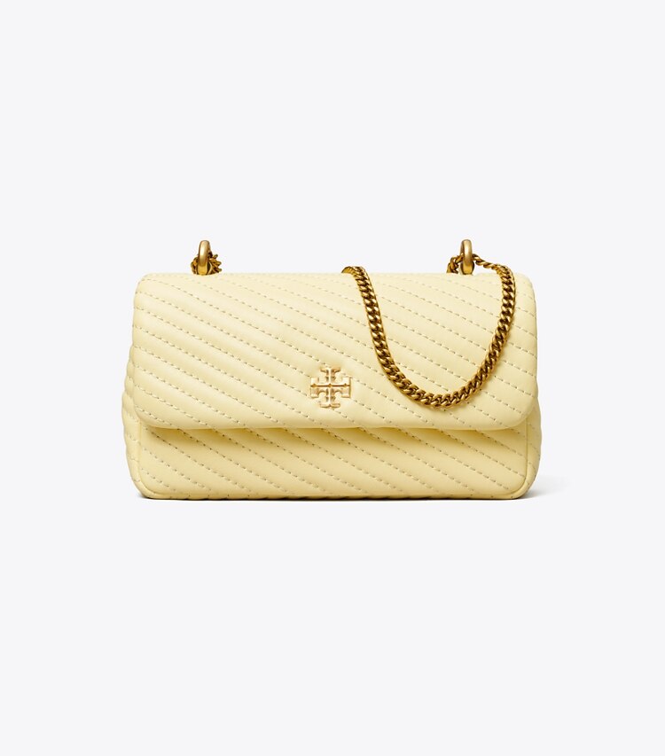 Tory Burch designer クロスボディバッグ キラ モト キルト ミニフラップバッグ in LEMON SWIRL front