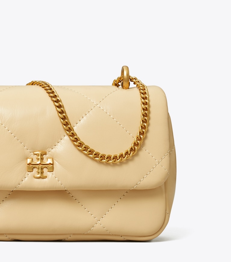Tory Burch designer crossbody bags Mini Kira Tasche mit Umschlag und Rautensteppung in Vanilla Soft Serve angle