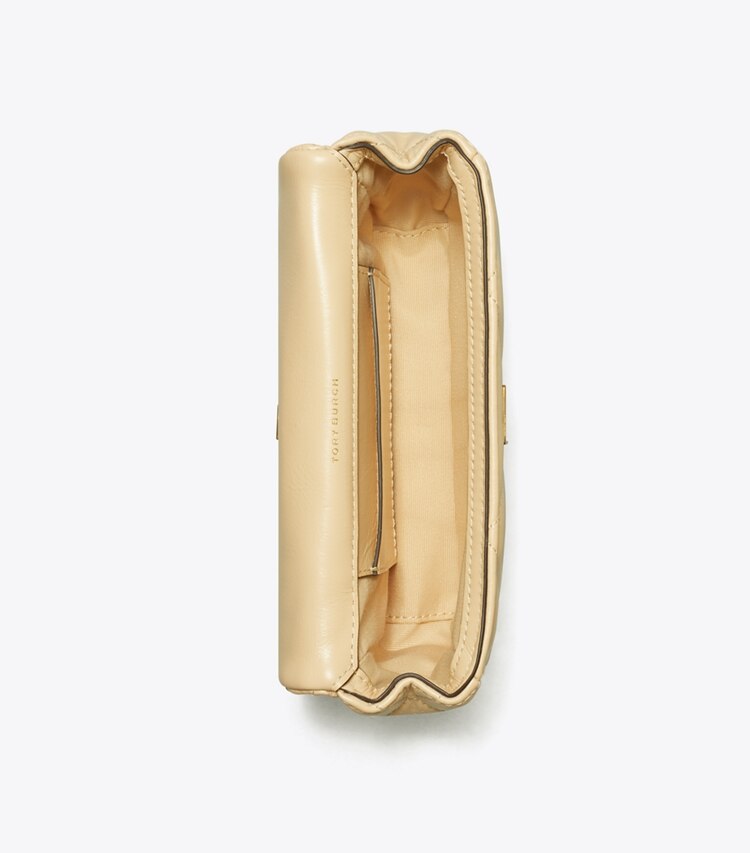 Tory Burch designer crossbody bags Mini Kira Tasche mit Umschlag und Rautensteppung in Vanilla Soft Serve von oben