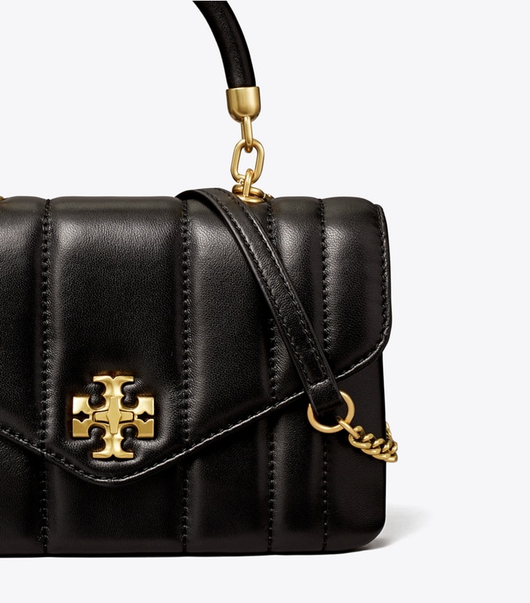 Tory Burch designer crossbody bags Mini Kira Top-Handle Bag in Black angle