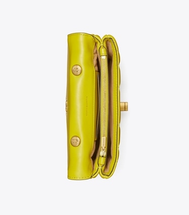 Tory Burch designer crossbody bags Mini Kira Top-Handle Bag in Island Chartreuse angle