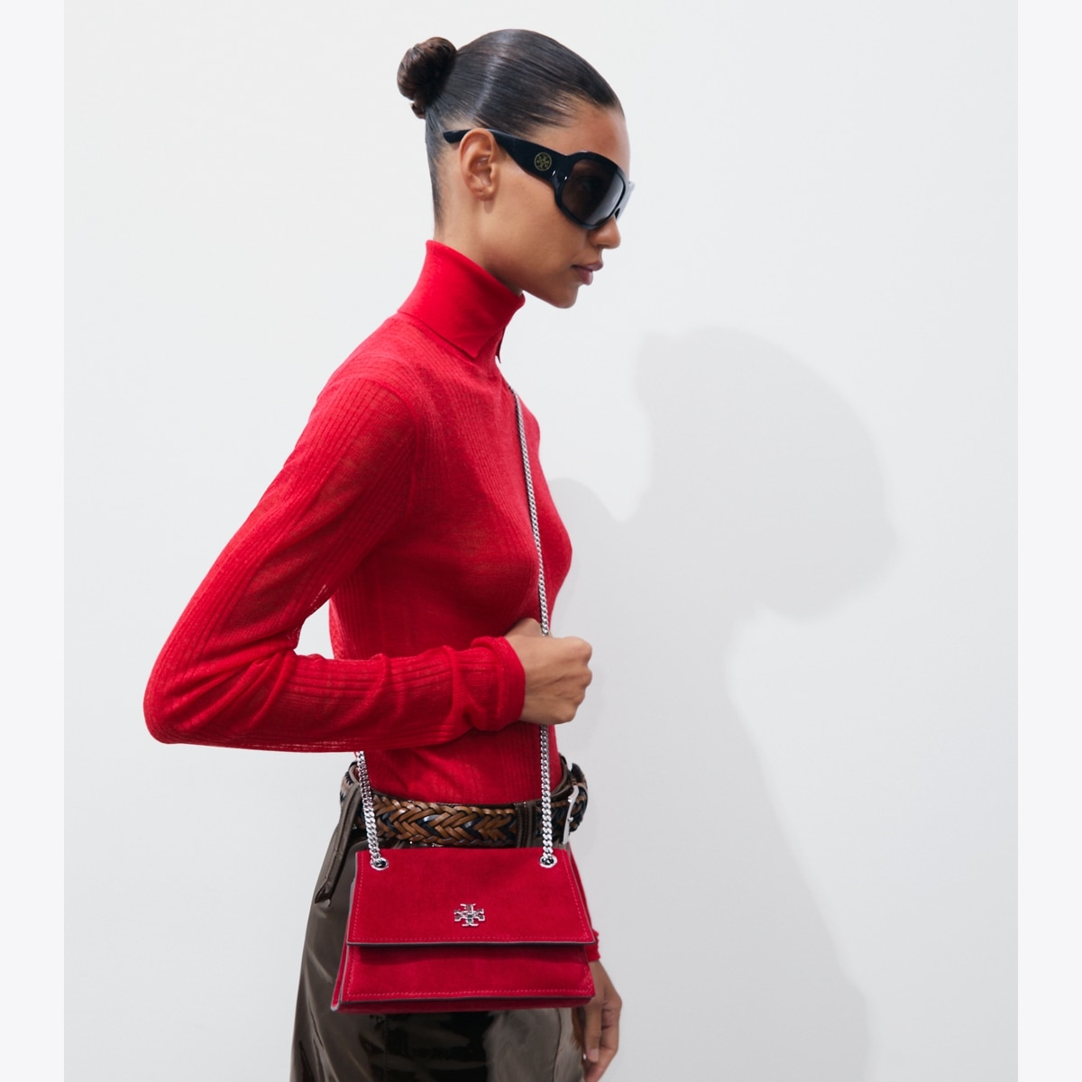 MINI KIRA TURNLOCK SUEDE SHOULDER BAG - thumbnail 3