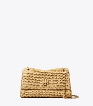 Tory Burch designer shoulder bags Mini Kira Turnlock Woven Shoulder Bag in Natural front