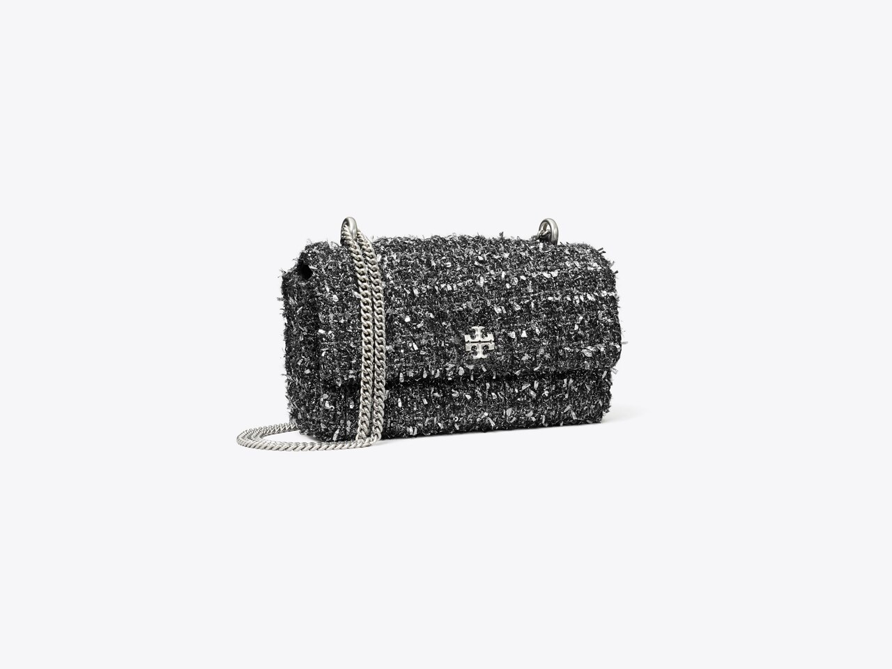 Tory Burch Kira Mini Flap Tweed Bag in Metallic