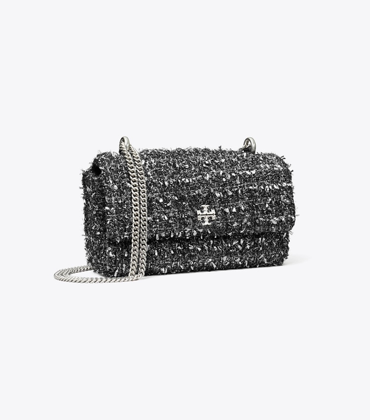 Tory Burch designer crossbody bags Mini Kira Tweed Flap Bag in Black Multi angle