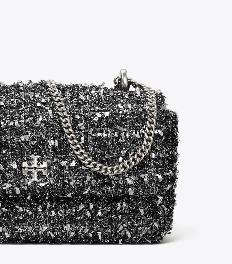 Tory Burch designer crossbody bags Mini Kira Tweed Flap Bag in Black Multi detail