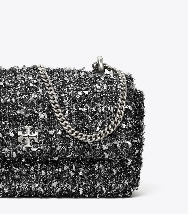 Tory Burch designer crossbody bags Mini Kira Tweed Flap Bag in Black Multi angle
