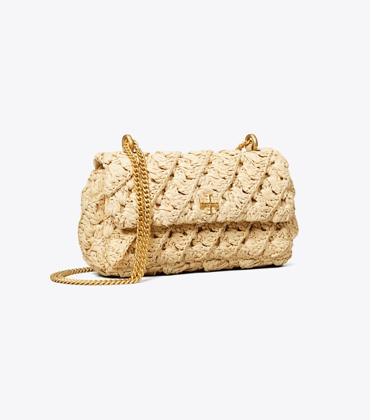 Tory Burch designer crossbody bags Mini Kira Woven Flap Bag in Natural angle