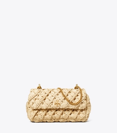 Tory Burch designer crossbody bags Mini Kira Woven Flap Bag in Natural front
