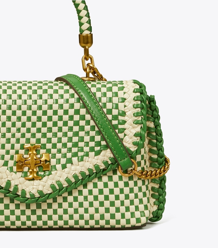 Tory Burch designer crossbody bags Mini Kira Woven Top-Handle Bag in Monstera angle
