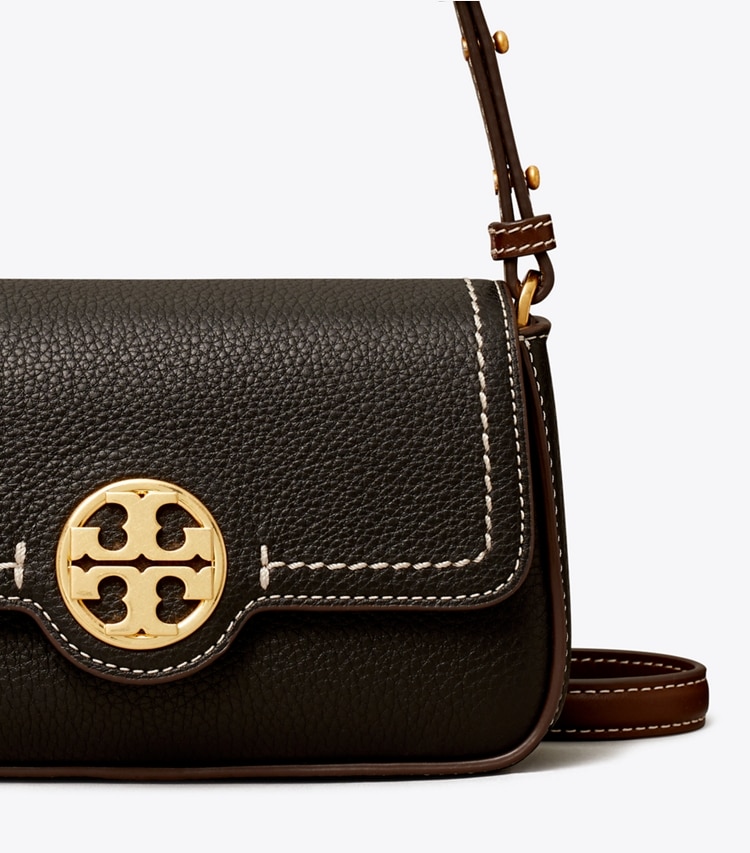 Tory Burch designer shoulder bags Mini Leather Flap Shoulder Bag in Black detail