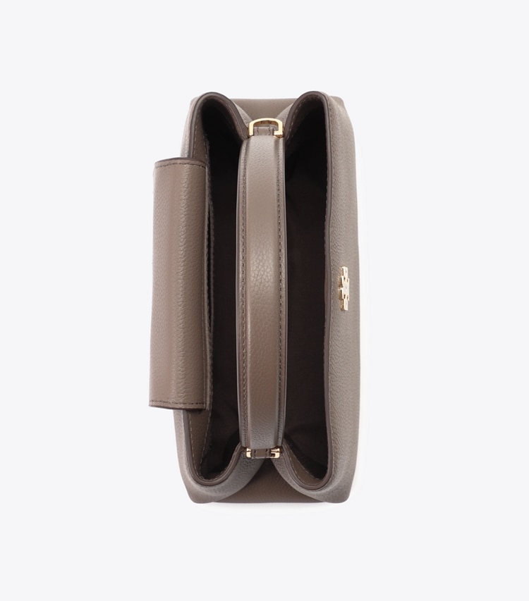 Tory Burch designer クロスボディバッグ レザー ミニ サッチェルバッグ in Wild Mushroom オーバーヘッド