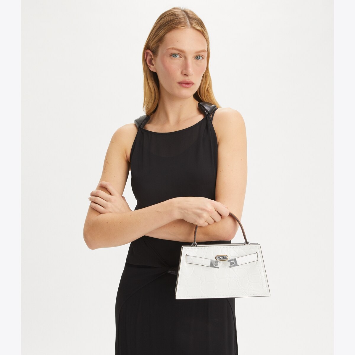 Mini Lee Radziwill Croc-Embossed Top-Handle Bag: Women's Handbags