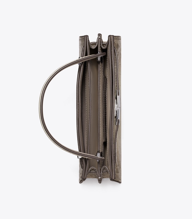 Tory Burch designer mini bags Mini Lee Radziwill Embossed Degradé Top-Handle Bag in Ivory Degrade angle