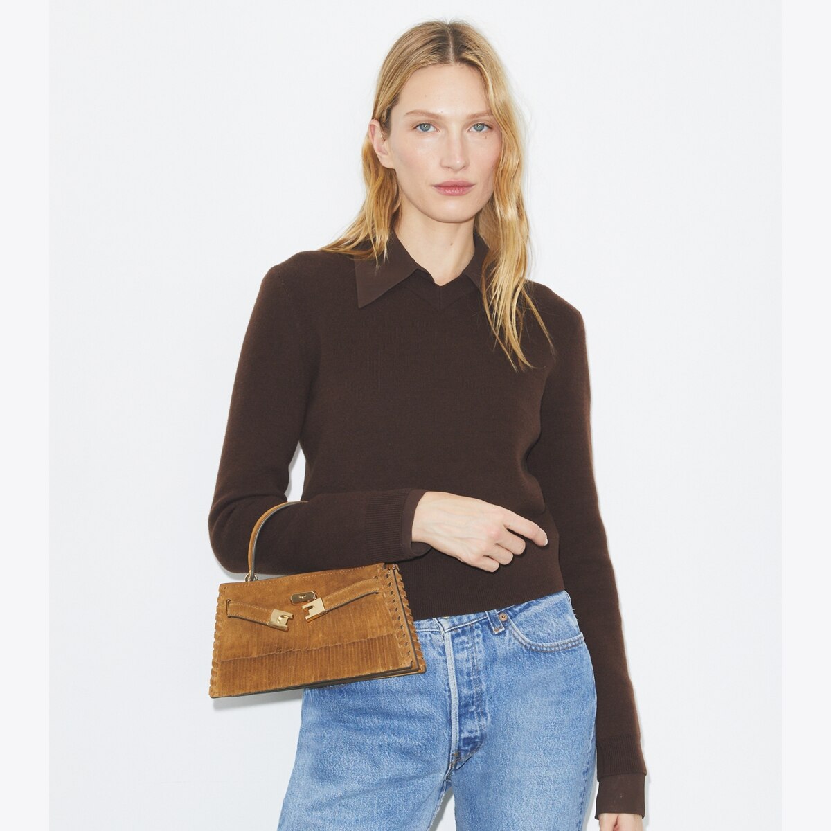 Mini Lee Radziwill Suede Fringe Top-Handle Bag: Women's Designer