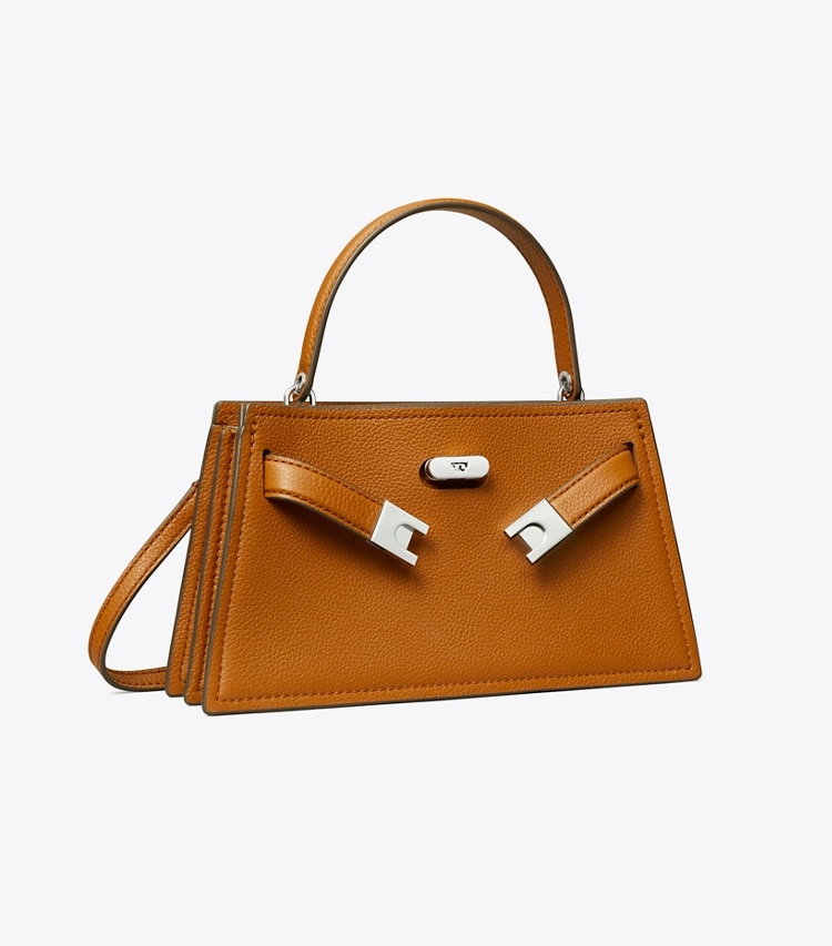 Tory Burch designer mini bags Mini Lee Radziwill Top-Handle Bag in BOURBON angle