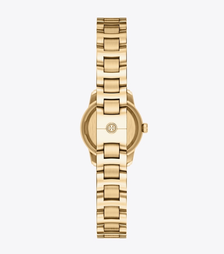 Tory Burch designer armbanduhren Mini Miller Armbanduhr in NAVY/PALE GOLD zurück