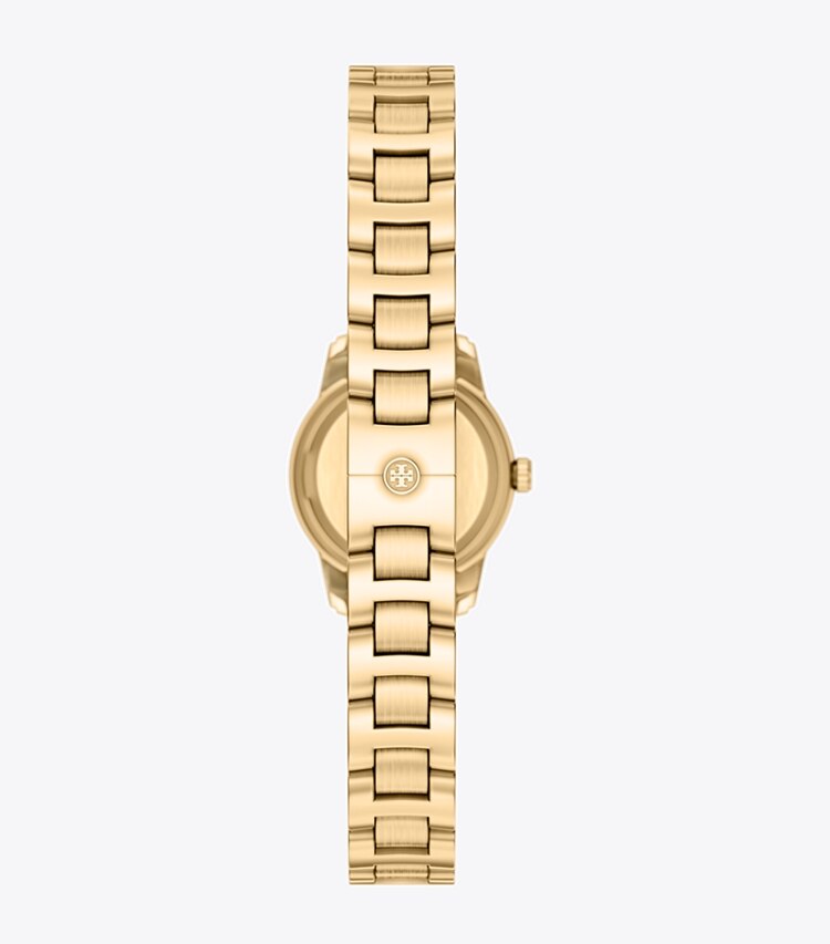 Tory Burch designer armbanduhren Mini Miller Armbanduhr in MOP/PALE GOLD/PAVE zurück