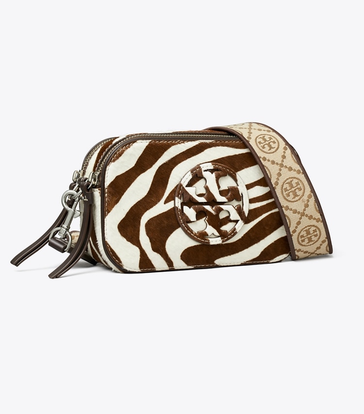Tory Burch designer crossbody bags Mini Miller Calf Hair Crossbody Bag in Zebra angle