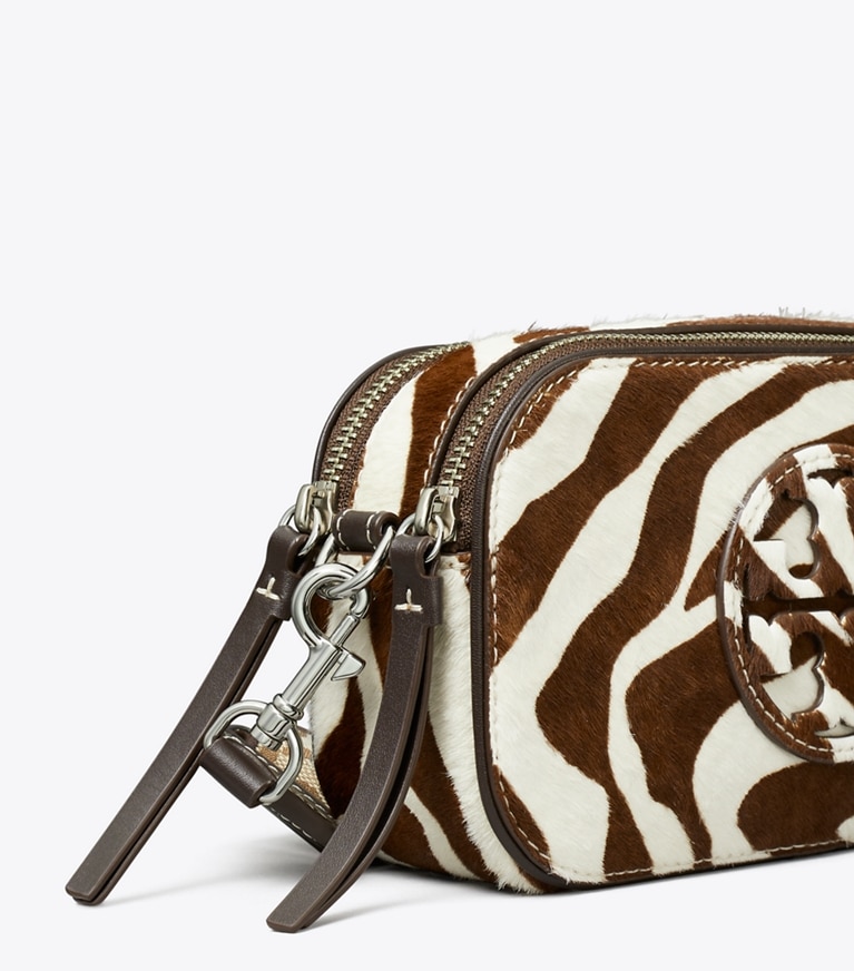 Tory Burch designer crossbody bags Mini Miller Calf Hair Crossbody Bag in Zebra angle
